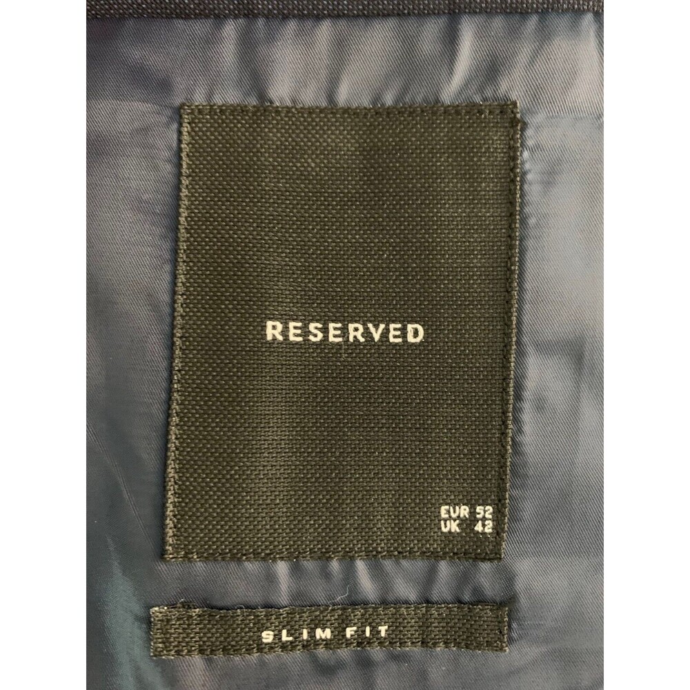 RESERVED Men size US 42 Navy Blue Slim Fit Blazer w Pocket Square European Brand - Picture 5 of 13